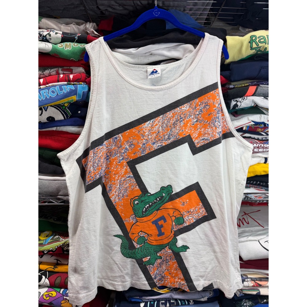 Vintage Apex One Florida Gators Tank Top XL White Albert Mascot 90s USA Made